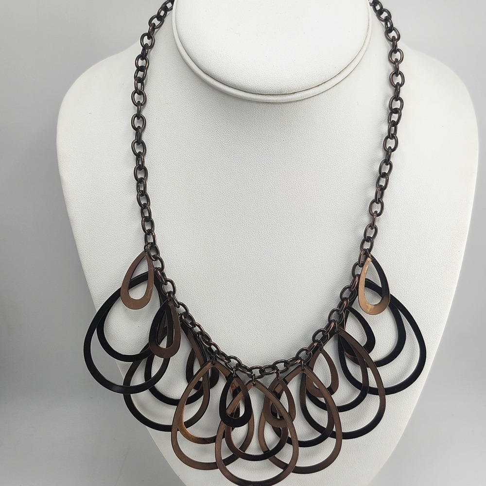 Copper‎ Bronze Color Drop Statement Necklace